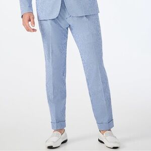 Berle Men's Blue Gingham Dress Pants 32R. Double pleats Italian style waistband